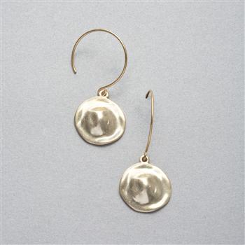 Hammered Gold Earrings, Brown, large