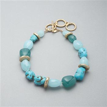 Turquoise and Gold Necklace, Gold, large
