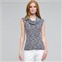 Sleeveless Cowl Neck Top, White Multi, small