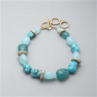 Turquoise and Gold Necklace, Gold, medium