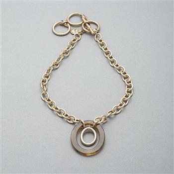 Double Hoop Long Necklace, Gold, large