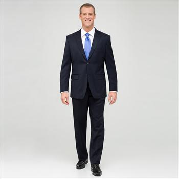 Navy Single Pleat Wool Suit, Navy, large